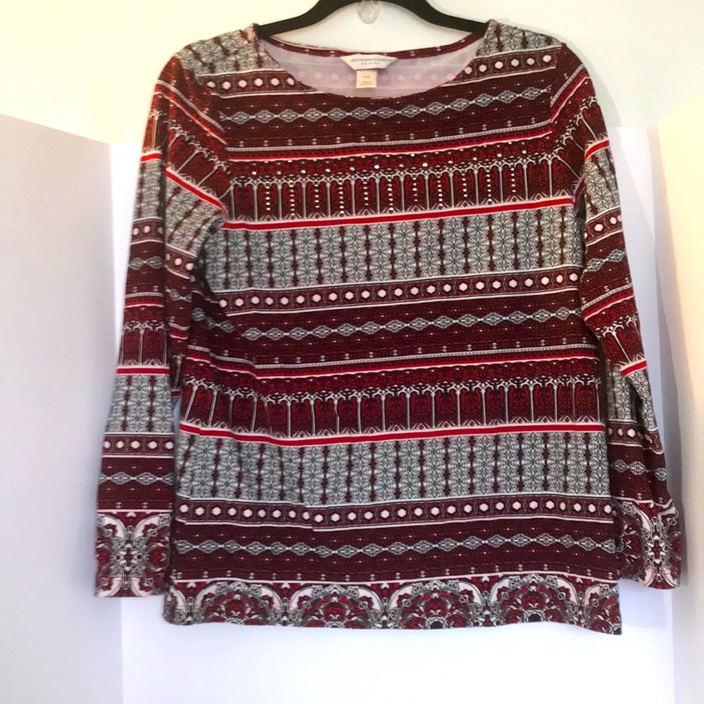 Christopher & Banks long sleeves size mp red black top business casual
